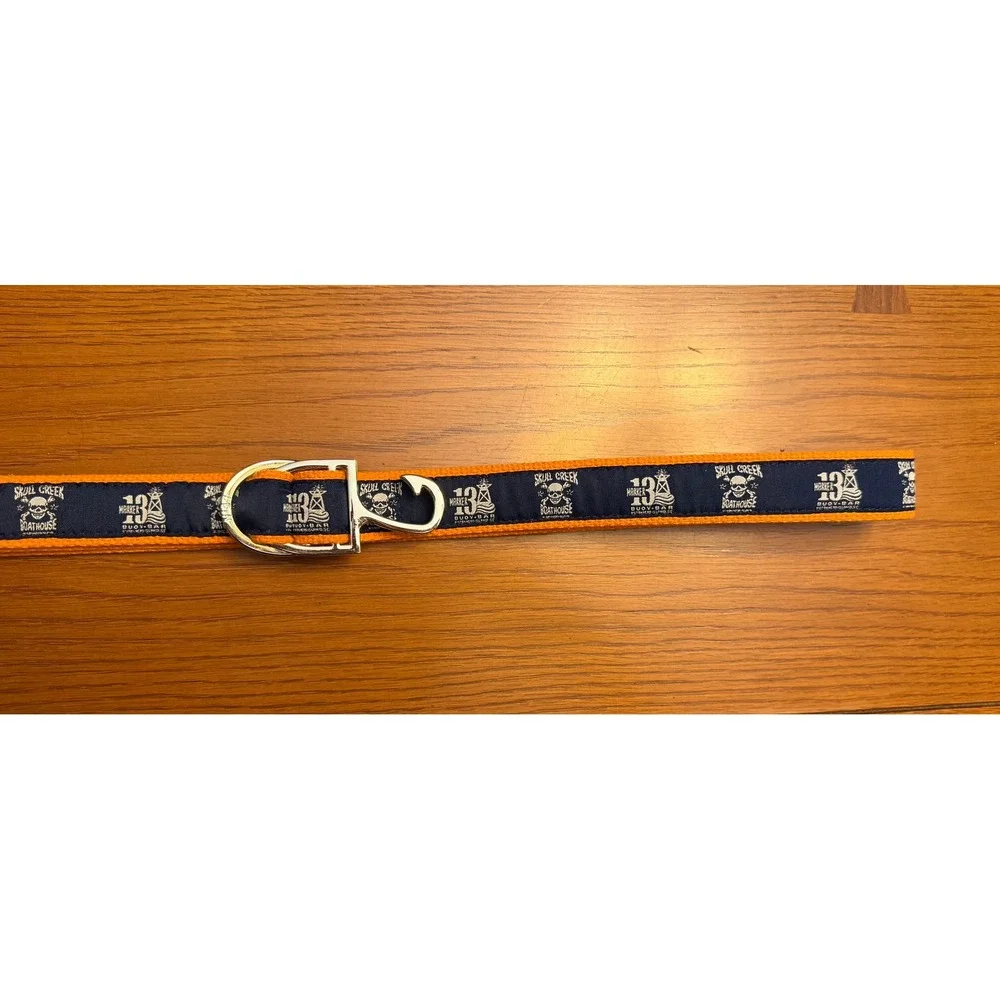 Skull Creek Boathouse Marker 13 Buoy Bar Ribbon Belt Fish Hook Buckle Preppy